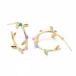 Colorful Enamel Branch Wrap Stud Earrings&nbsp;EJEW-I265-02G
