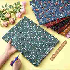 Cotton & Linen Flower Pattern Printed Fabric&nbsp;AJEW-FZC0003-01E