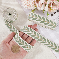 3 Yards Polyester Leaf Jacquard Ribbons&nbsp;SRIB-WH20020-020A