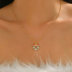 Cute Cartoon Brass Red White Green Emamel Christmas Wreath Pendant Necklaces for Holiday Festive Wear&nbsp;GL3657
