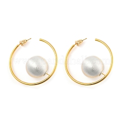 Round Two Tone Brass Stud Earrings for Women&nbsp;EJEW-U055-17GS