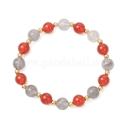 Natural Cloudy Quartz & Carnelian Beaded Stretch Bracelets&nbsp;BJEW-JB12962