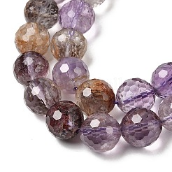Natural Purple Phantom Quartz Purple Lodolite Quartz Round Beads Strands&nbsp;G-Z127-B01-10mm