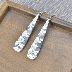 Hammered Teardrop Zinc Alloy Dangle Stud Earrings&nbsp;FS-WG7782B-01