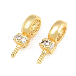 Brass Micro Pave Cubic Zirconia Screw Eye Peg Bails&nbsp;CU-CBA3901-02G
