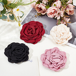 4Pcs 4 Colors Polyester 3D Flower Wrap Choker Necklaces for Women&nbsp;NJEW-SP0001-13
