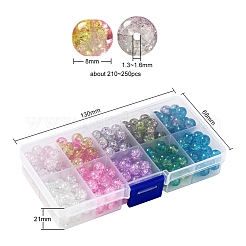 210~250Pcs 10 Style Spray Painted Crackle Glass Beads&nbsp;CCG-YW0001-06