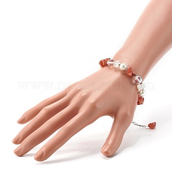 Natural Agate Chip Beaded Bracelet for Girl Women&nbsp;X1-BJEW-TA00019-01