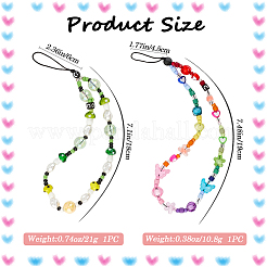 2 Styles Rainbow Resin Beaded Mobile Phone Lanyard Wrist Strap&nbsp;HJEW-GF0001-46