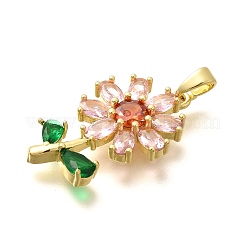 Rack Plating Brass Micro Pave Cubic Zirconia Pendants&nbsp;KK-M309-30G-01