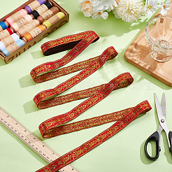 Ethnic Style Polyester Jacquard Flower Ribbon for Garment Accessories&nbsp;OCOR-WH0097-86A