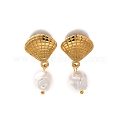 304 Stainless Steel Plastic Pearl Dangle Stud Earrings&nbsp;EJEW-G422-01G-03