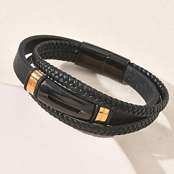 Braided Microfiber Leather Cord Multi-strand Bracelets&nbsp;BJEW-C153-01B