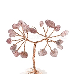 Natural Strawberry Quartz Chips Tree of Life Decorations&nbsp;DJEW-P022-01B-07