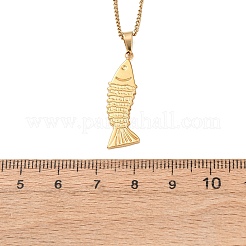 Summer Bach 304 Stainless Steel Fish Pendant Satellite Chain Necklaces for Women&nbsp;NJEW-F373-02G