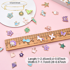 4 Sets 4 Styles DIY Alloy Enamel Charms & Adjustable Iron Expandable Bangle Making Kits&nbsp;DIY-YW0013-13