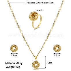Alloy Stud Earrings & Pendant Necklaces & Rings Sets&nbsp;WG6A31F-01