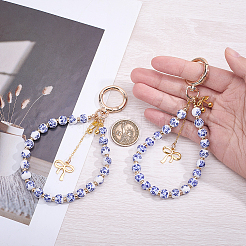 2Pcs Zinc Alloy Ceramic Beads Mobile Straps&nbsp;AJEW-ME0002-83A