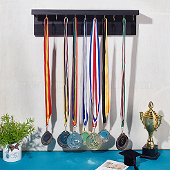 Rectangle Pine Wood Wall Mounted Jewelry Display Stands with 24Pcs Golden Tone Metal Hooks&nbsp;ODIS-WH0038-271