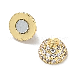 Rack Plating Round Brass Micro Pave Cubic Zirconia Magnetic Clasps&nbsp;KK-L224-070G