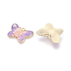 Rack Plating Alloy Enamel and ABS Imitation Pearl and Acrylic Pendants&nbsp;ENAM-T091-64A