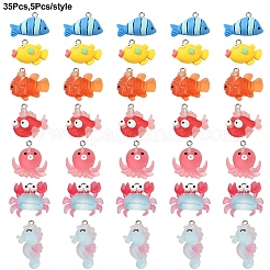 35Pcs 7 Styles Ocean Theme Resin Pendants&nbsp;RESI-YW0001-68