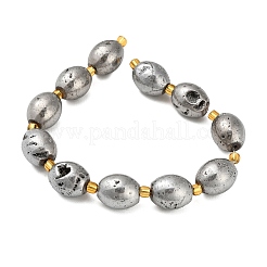 Electroplated Natural Druzy Geode Crystal Beads Strands&nbsp;G-F833-O01-01D