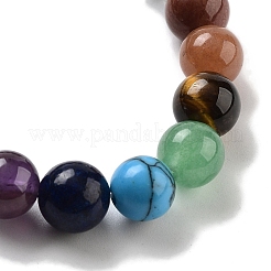 Natural Tiger Eye Round Beaded Chakra Stretch Bracelets&nbsp;BJEW-K251-01E