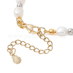 Natural Cultured Freshwater Pearl & Brass Beaded Bracelets for Women&nbsp;BJEW-JB12894