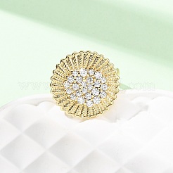 Adjustable Brass Micro Pave Cubic Zirconia Cuff Rings for Women&nbsp;RJEW-B139-07G-02