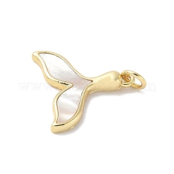 Brass Pave Natural White Shell Pendants&nbsp;KK-S522-05G-G