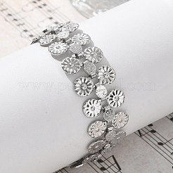 304 Stainless Steel Flower Link Chain Bracelets for Women&nbsp;BJEW-F488-21P-03