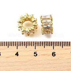 Brass Micro Pave Cubic Zirconia European Spacer Beads&nbsp;KK-L230-09G-01
