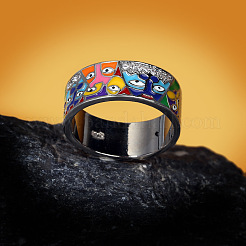 Eye Pattern Brass Micro Pave Clear Cubic Zirconia Enamel Finger Rings&nbsp;FS-WGB4C19-04