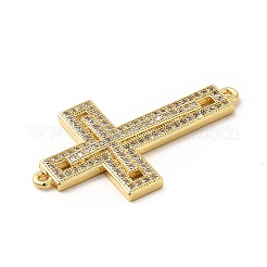 Rack Plating Brass Micro Pave Cubic Zirconia Connector Charms&nbsp;KK-E072-04G