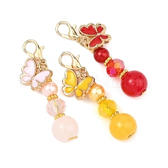 Glass & Alloy Enamel Butterfly Pendant Decorations&nbsp;HJEW-JM04817