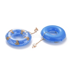 Duck Pool Float Dangle Clip-on Earrings for Non Piercing&nbsp;EJEW-Z015-02B