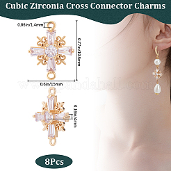 8Pcs Brass Pave Clear Cubic Zirconia Connector Charms&nbsp;KK-BBC0014-64