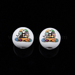 Easter Theme Printed Wooden Beads&nbsp;WOOD-D006-02