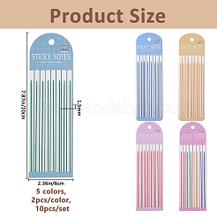 10Pcs 5 Colors Rectangle PET Sticker Index Tabs&nbsp;AJEW-FH0007-87
