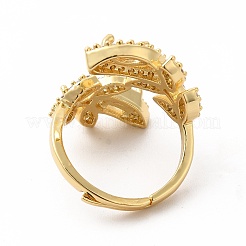 Clear Cubic Zirconia Leaf Open Cuff Ring&nbsp;KK-A180-50G