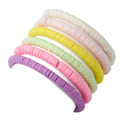 6Pcs 6 Color Polymer Clay Heishi Surfer Stretch Bracelets Set&nbsp;BJEW-JB09732-01