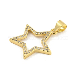 Star Rack Plating Brass Micro Pave Clear Cubic Zirconia Pendants&nbsp;KK-Z053-07G