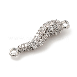 Rack Plating Brass Micro Pave Clear Cubic Zirconia Horn of Plenty/Italian Horn Cornicello Connector Charms&nbsp;KK-A229-04P