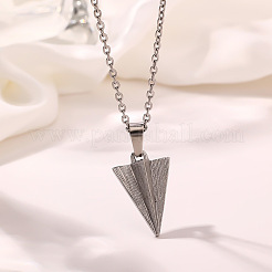 304 Stainless Steel Paper Plane Pendant Necklaces for Unisex&nbsp;WG635F8-01