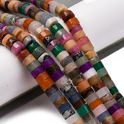 Natural White Jade & Black Netstone & Red Aventurine Disc Beads Strands&nbsp;G-M092-A-01