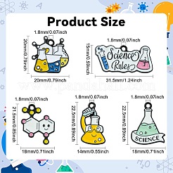30Pcs 5 Styles Chemistry Science Theme Alloy Enamel Pendants&nbsp;ENAM-CJ0007-53