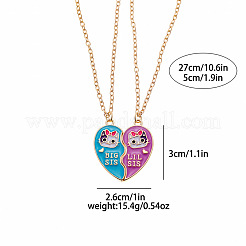 2Pcs Cute Alloy Enamel BFF Cat Heart Pendant Necklaces for Women&nbsp;FS-WG9A306-01