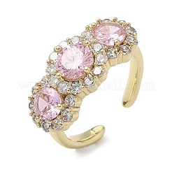 Brass Micro Pave Cubic Zirconia Cuff Rings&nbsp;RJEW-H256-01G