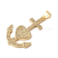 Brass Micro Pave Clear Cubic Zirconia Pendants&nbsp;KK-H267-39G
